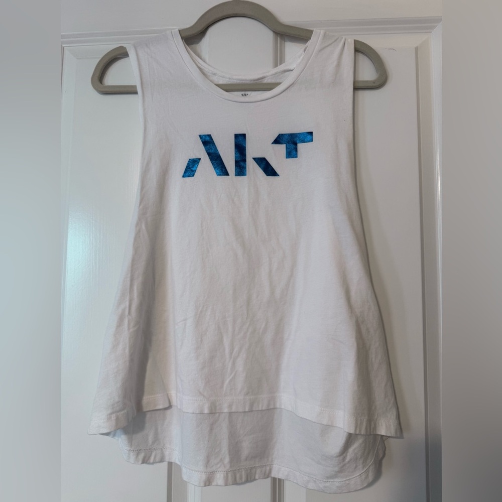White Tank Top Crop with Blue AKT Logo